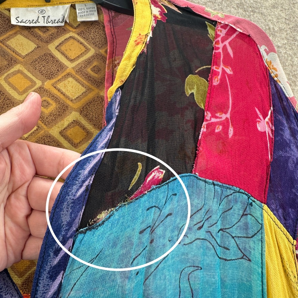 Sacred Threads Large Patchwork Button Chiffon Tun… - image 7